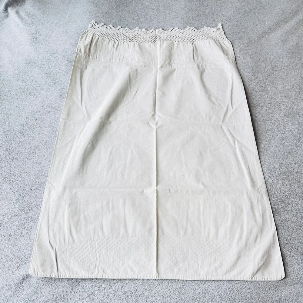 Vintage‎ Pillowcase Crochet Trim Handmade Lace Cotton Single Cottagecore Home